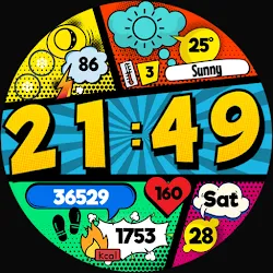 Comic Cool Digital Watch Face icon