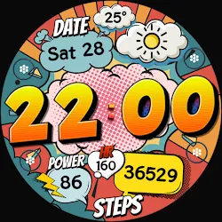 Comic Retro Digital Watch Face icon