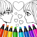 Valentines love coloring book icon