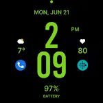 Flat Green Watch Face
