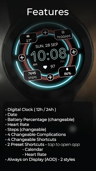 TVV Neon Watch Face screenshot 3