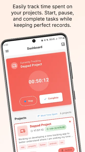 Daypad - Simple Time Tracker screenshot 2
