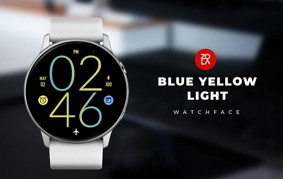 Blue Yellow Light Watch Face screenshot 1