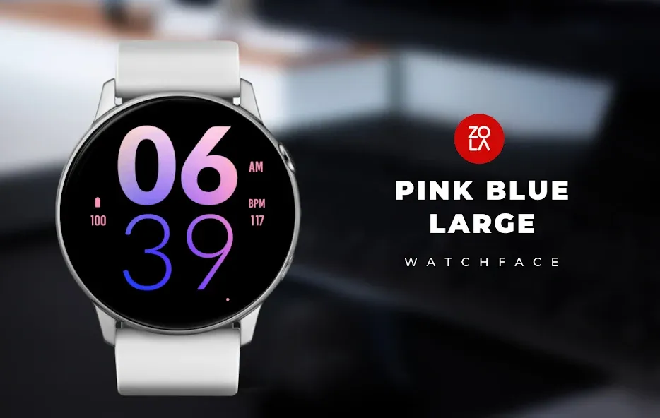 Pink Blue Large Watch Face screenshot 1