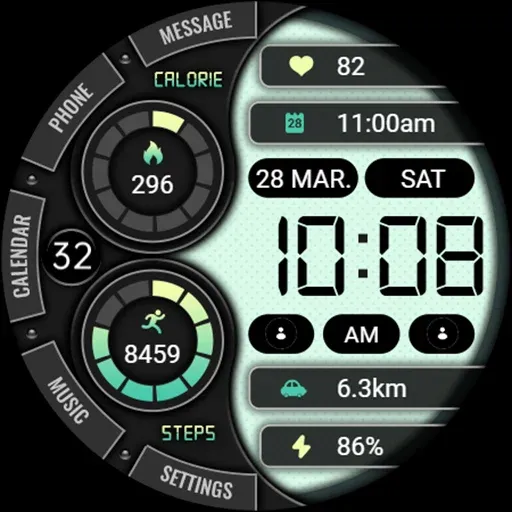 Green Text Clock ZKin Watch screenshot 42