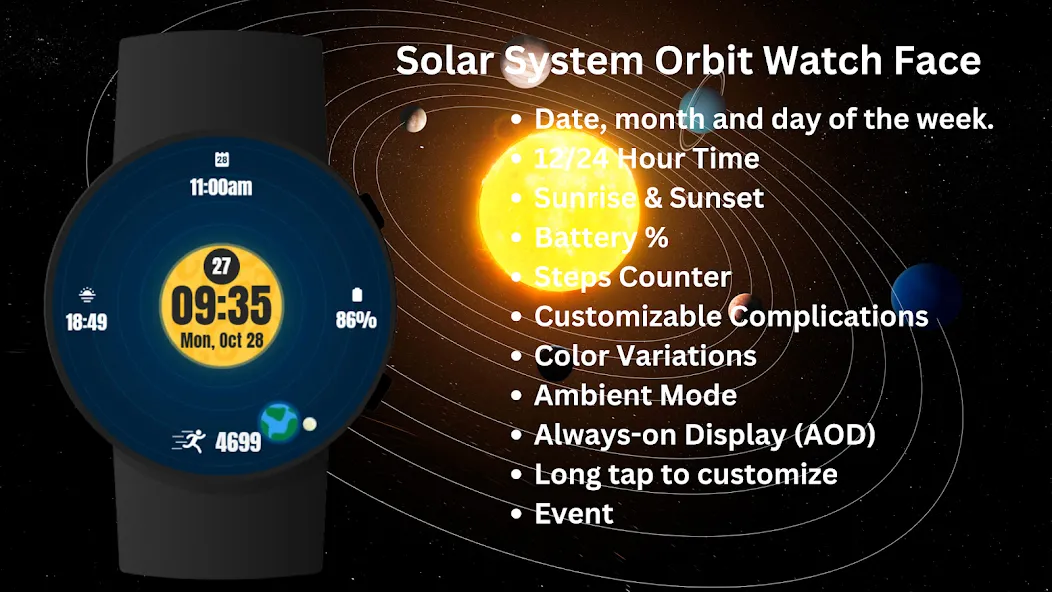 Solar System Orbit Watch Face screenshot 7