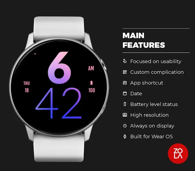 Pink Blue Large Watch Face screenshot 2