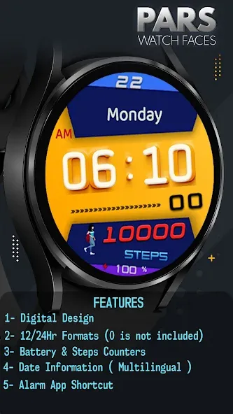 Pars Tuspa Digital Watch Face screenshot 1