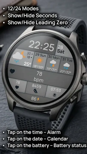 Digital watch face D30 screenshot 3
