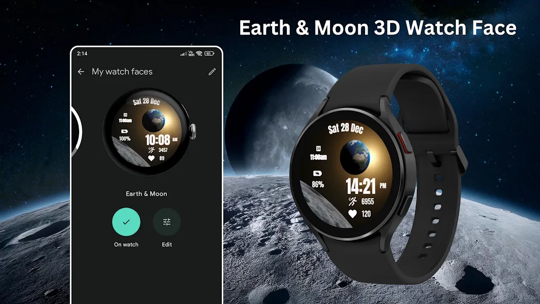 Earth & Moon 3D Watch Face screenshot 4