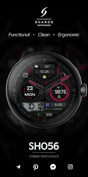 SH056 Watch Face, WearOS watch screenshot 1