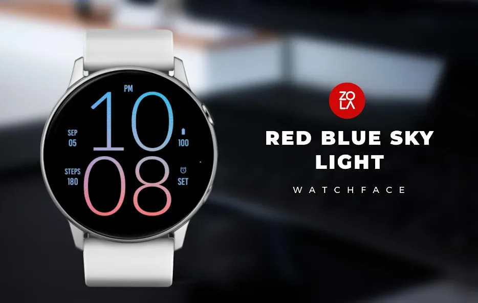 Red Blue Sky Light Watch Face screenshot 1