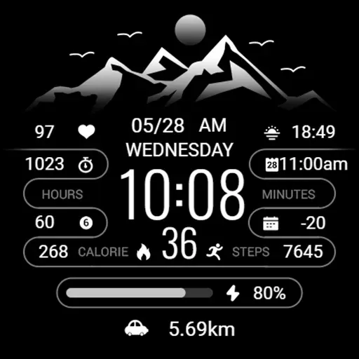 Black White Mountain ZKinWatch screenshot 7