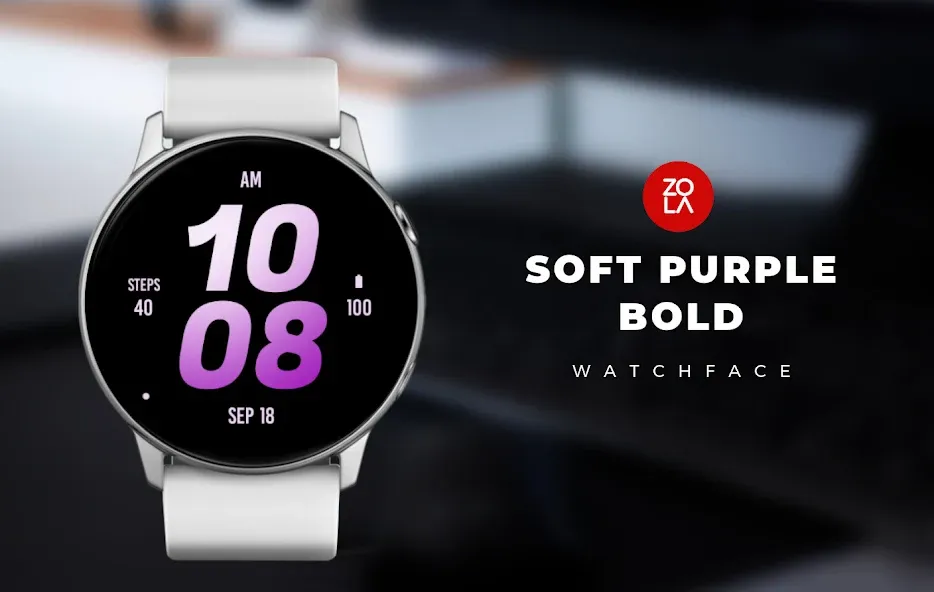 Soft Purple Bold Watch Face screenshot 1
