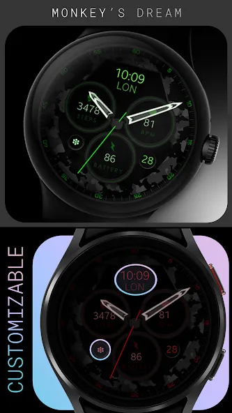Dream 34 dark analog watchface screenshot 2