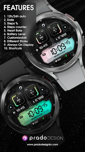 PRADO X96 Digital Watch Face screenshot 2