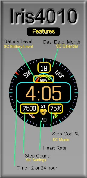 Iris4010 Digital Watch Face screenshot 2