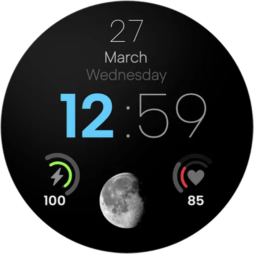 Minimal Watch Face Black Moon screenshot 18