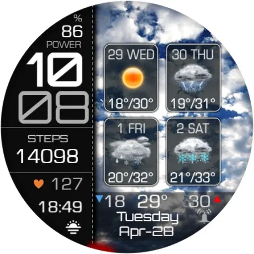 Weather 4 Days Digital Wear OS screenshot 19