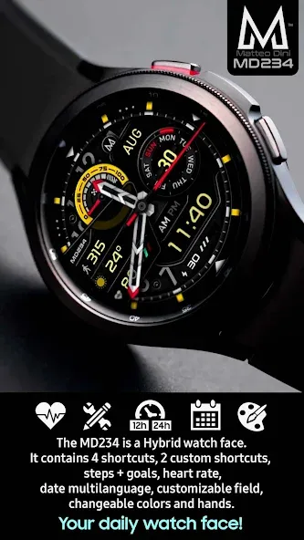 MD234 Analog watch face screenshot 2