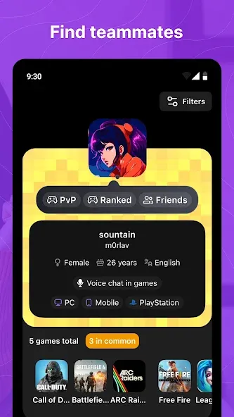 Gameram: Find gaming teammates screenshot 1