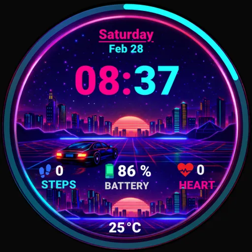 Vaporwave Watch Face GTG1 screenshot 5
