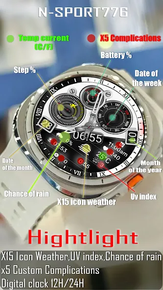 N-SPORT 776 Classic Watch Face screenshot 3