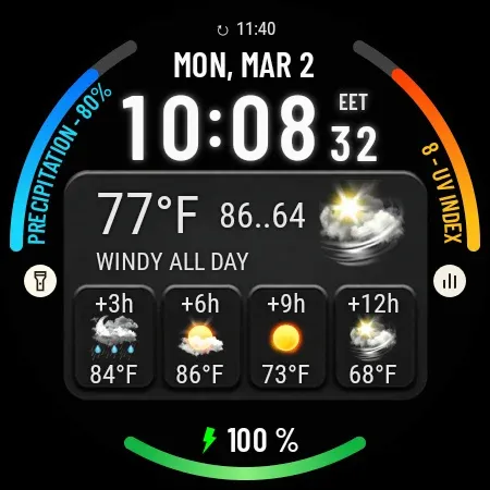 Weather watch face W10 screenshot 26