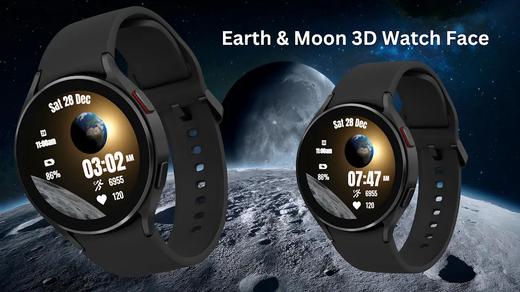 Earth & Moon 3D Watch Face screenshot 2