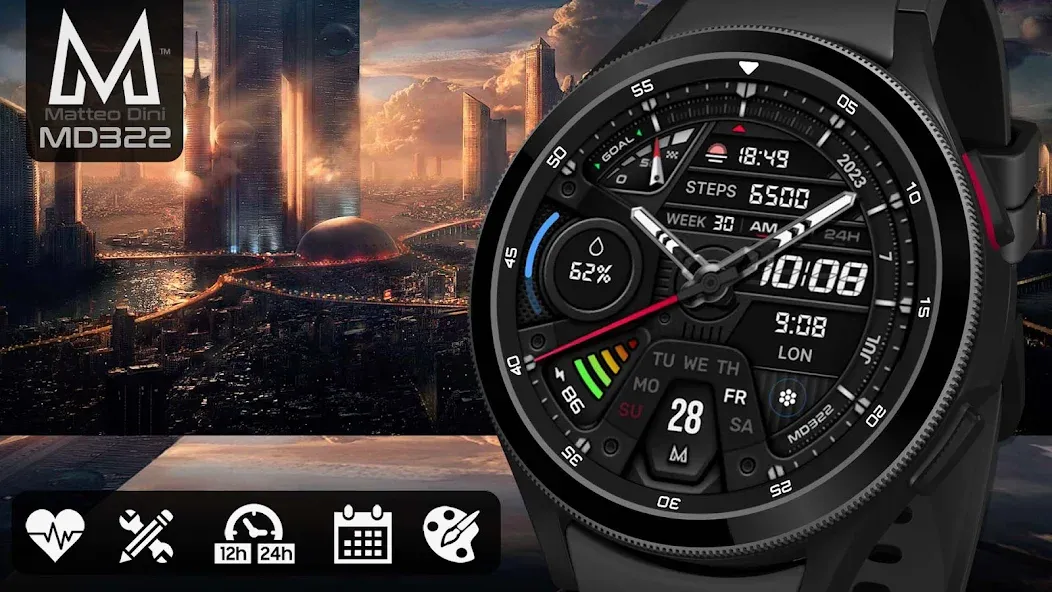 MD322 Analog watch face screenshot 1