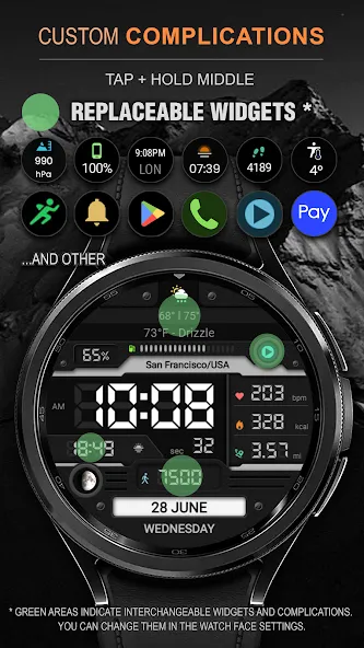 WFP 052 Digital watch face screenshot 3