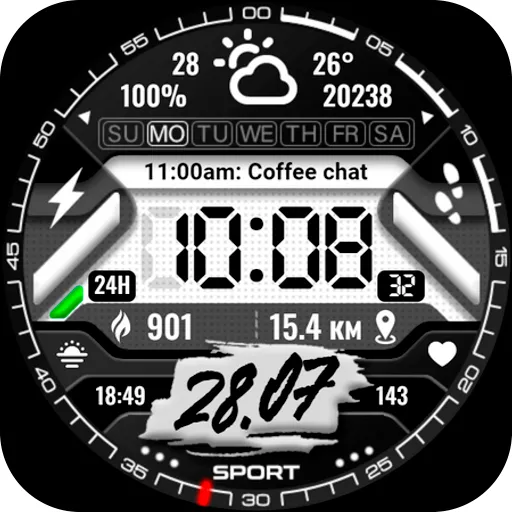 PT16 Digital Watch Face screenshot 30