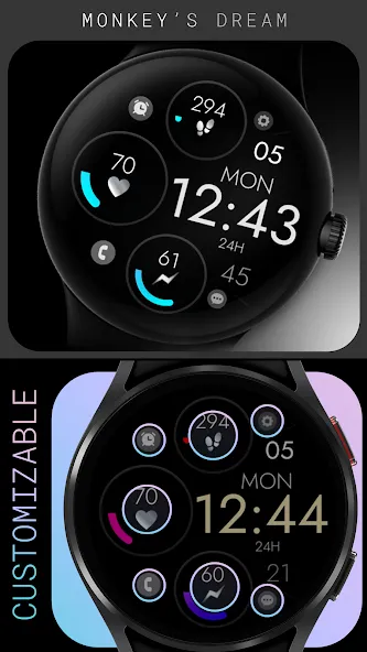 Digital Black Watch Face screenshot 2