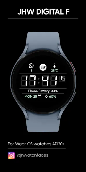 JHW Digital F: Watch face screenshot 1