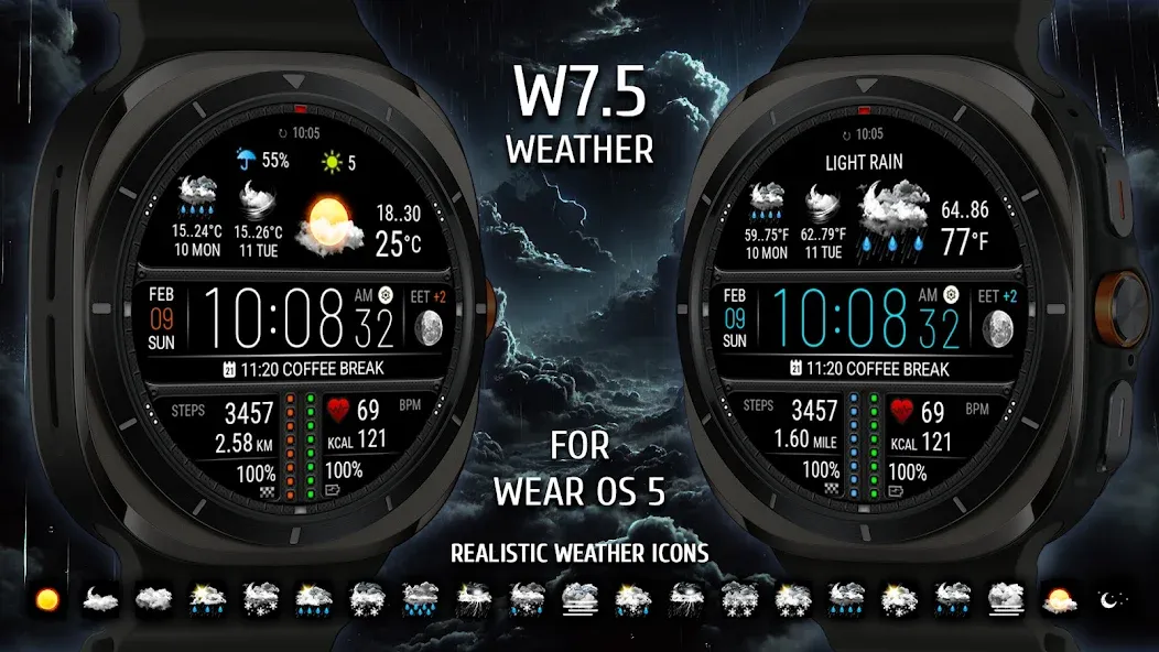 Weather watch face W7.5 screenshot 1