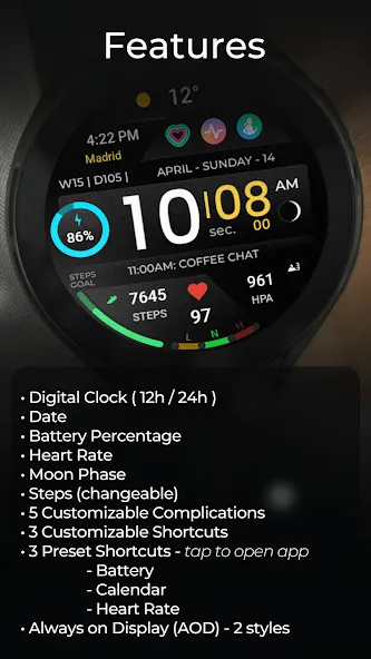TVV Sport Digital Watch Face screenshot 4