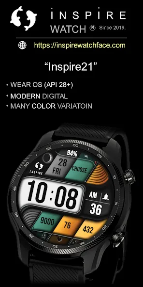 Modern Digital Watch Face IN21 screenshot 2