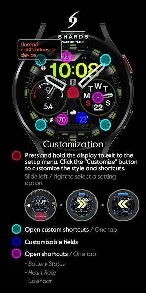 SH042 Watch Face, WearOS watch screenshot 6
