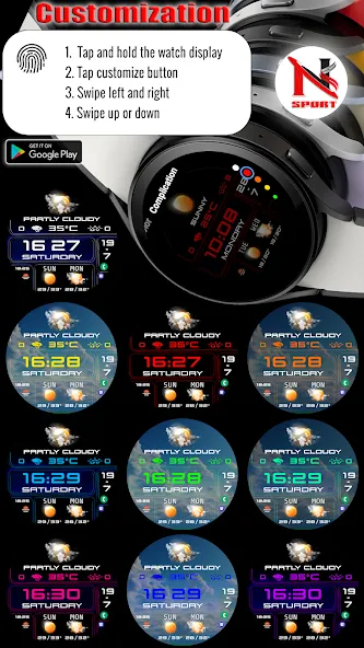 N-SPORT 758 Watch Face Wear OS screenshot 8