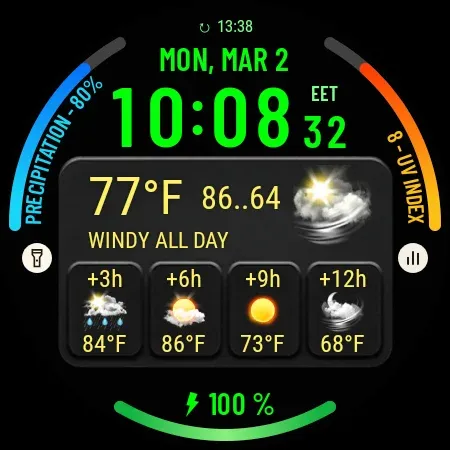 Weather watch face W10 screenshot 30