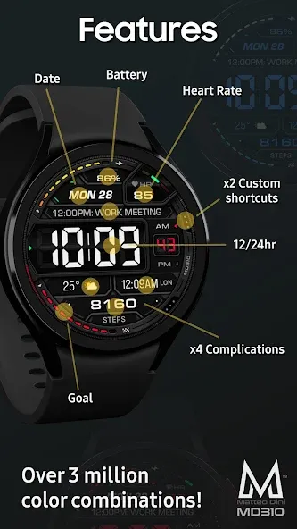 MD310 Digital watch face screenshot 3