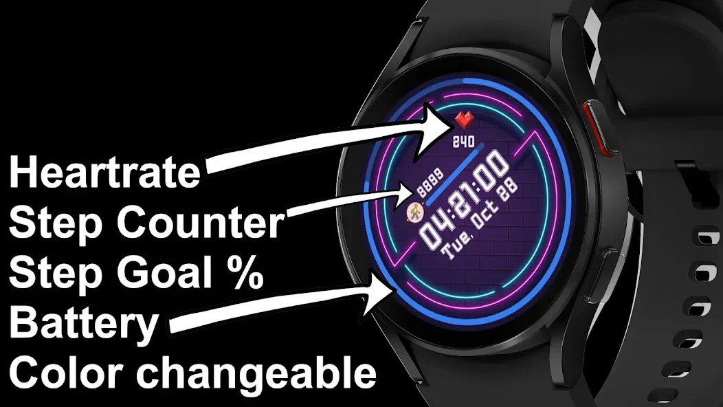 Neon Wall 1 Digital Watch Face screenshot 2