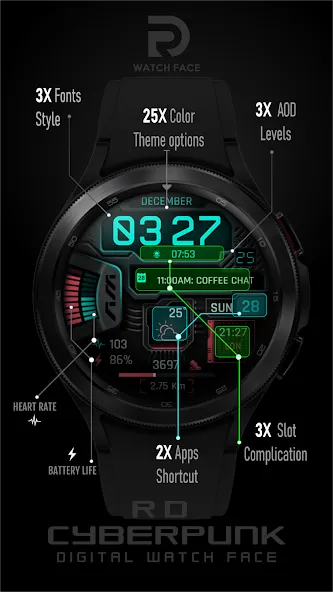Cyberpunk Neon Watch Face screenshot 10