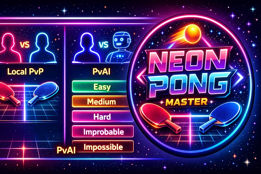 Neon Pong Master Offline Play screenshot 1