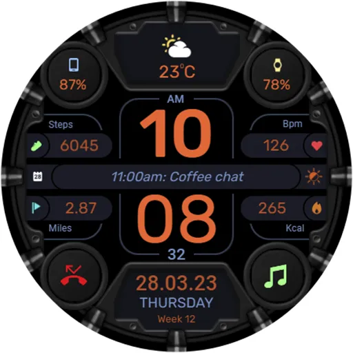 WFP 332 Futuristic watch face screenshot 43