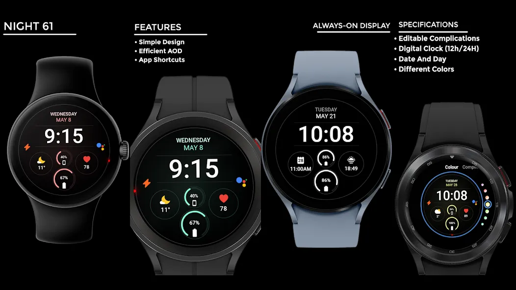 Night 61 - watch face screenshot 15