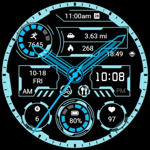 Aurora Blue Analog Watch faces screenshot 7