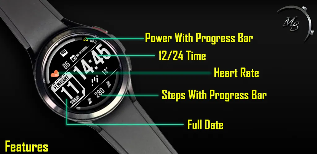 Digital Watch Face MB110 screenshot 3