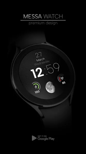 Minimal Watch Face Black Moon screenshot 2