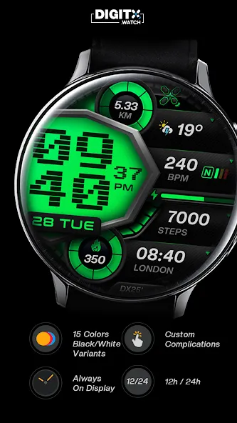 DX102 Digital Watch Face screenshot 2
